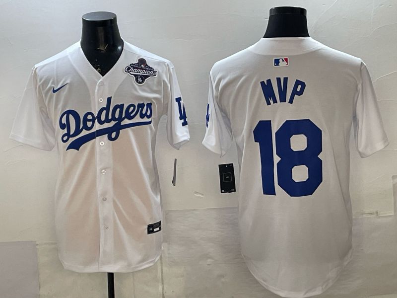 Men Los Angeles Dodgers #18 Mvp White Game 2026 Nike MLB Jersey style 08